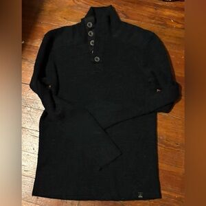 prana black wool alpaca blend mock neck sweater SZ. S